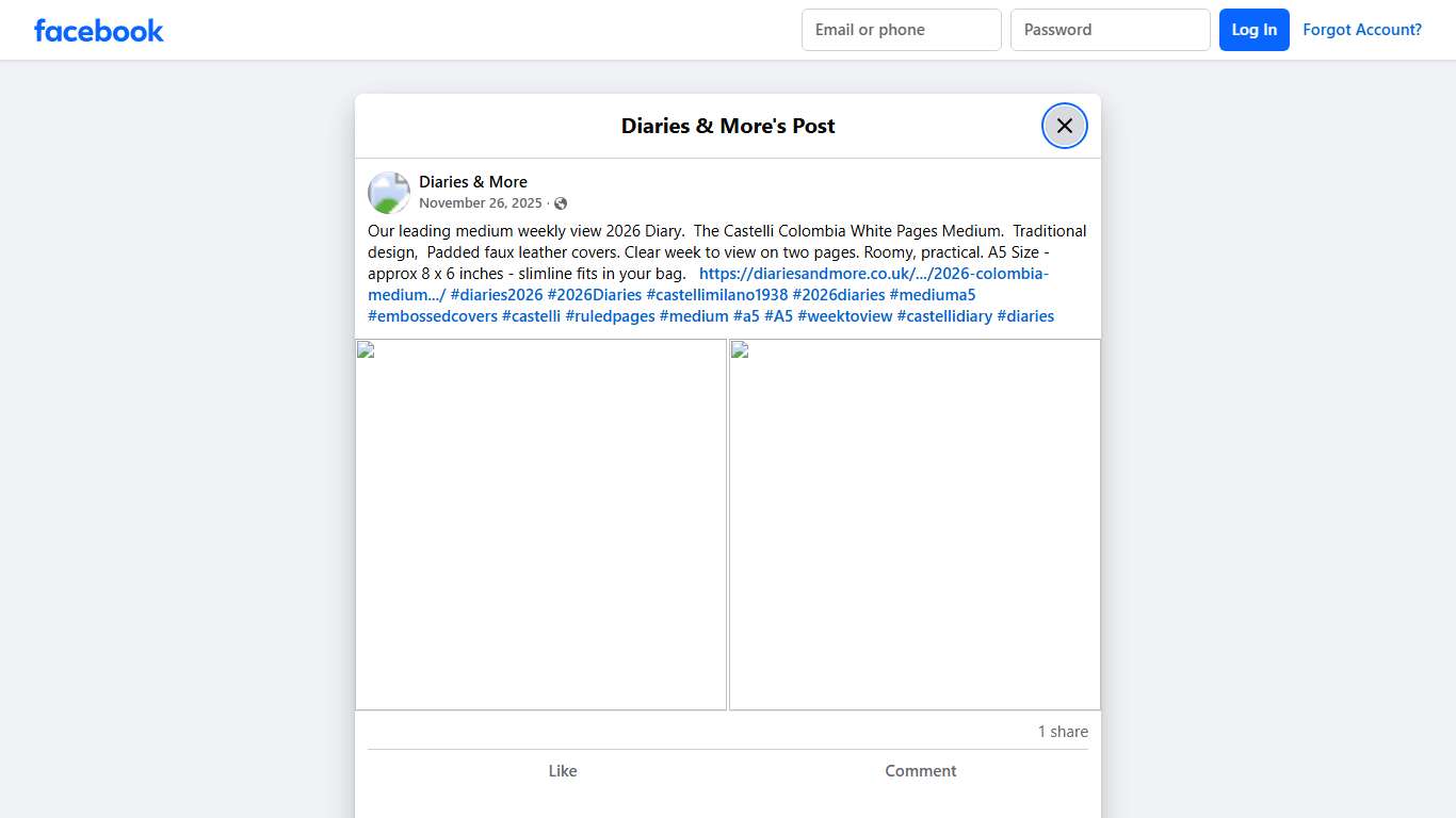 Diaries & More - Our leading medium weekly view 2026... Facebook